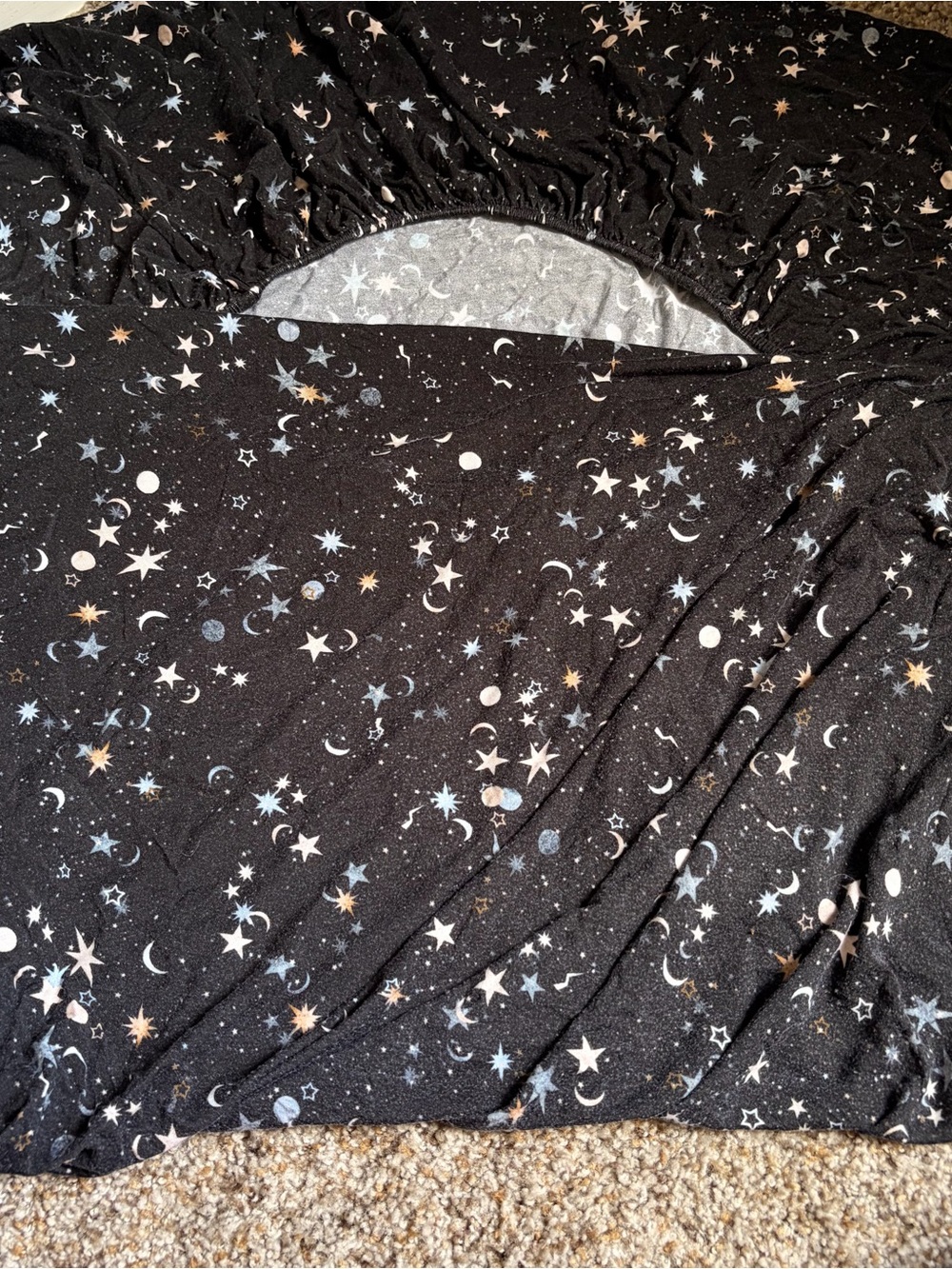 Little Sleepies Black Counting Stars & Moons Fitted Sheet Crib size